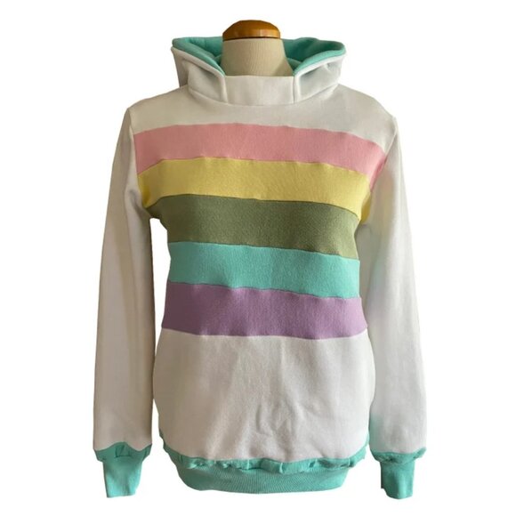 Cotton Candy Cloud Hoodie Upcycled Sweatshirt One-Of-A-Kind MungoCrafts - Picture 1 of 5